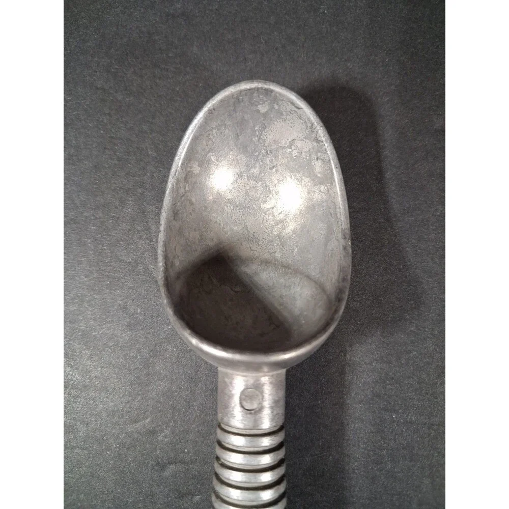 Vintage Aluminum Ice Cream Scoop Ribbed Handle Metal Kitchenware Retro